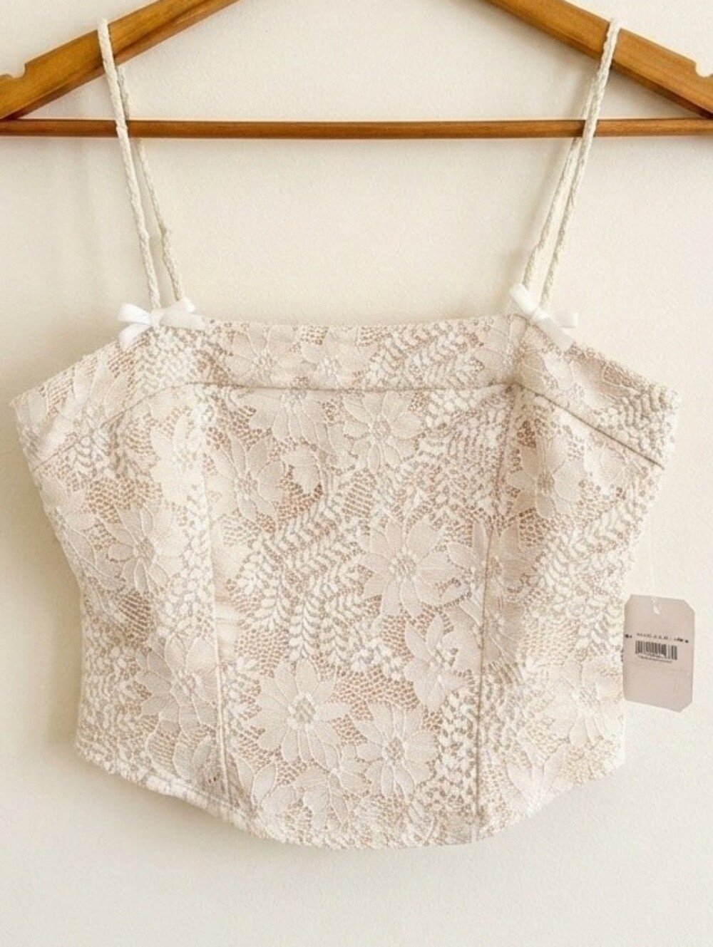 Altar'd State Cream Lace Bustier Style Crop Top Size Medium